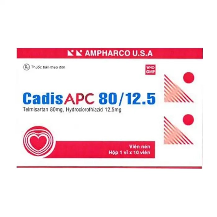 Cadis APC 80/12,5mg Ampharco (H/30v) – Hạ huyết áp mạnh mẽ với Telmisartan & lợi tiểu Ampharco